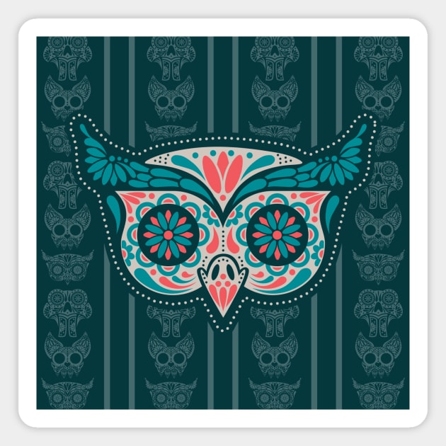 Owl Sugar Skull Wallpaper Magnet by SteveOdesignz